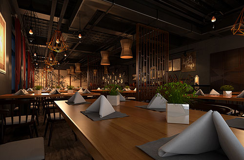 中堂镇简约大气中式风格餐厅设计装修效果图