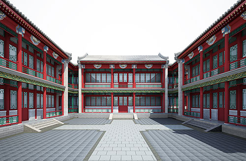 中堂镇北京四合院设计古建筑鸟瞰图展示