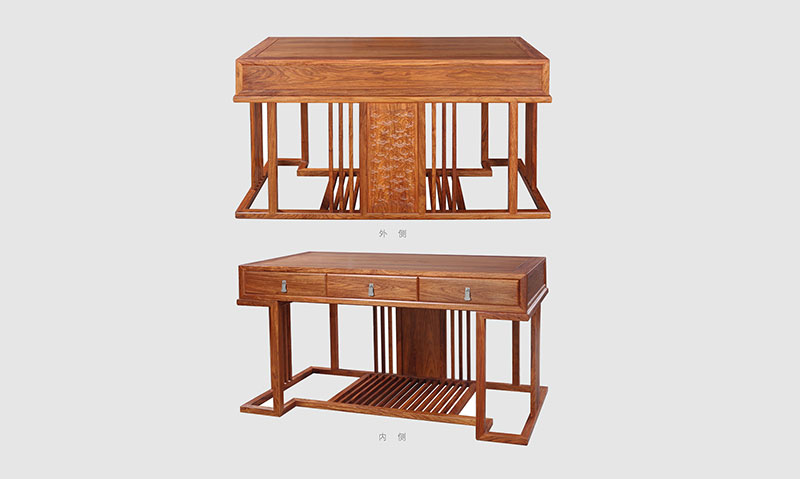 中堂镇 别墅中式家居书房装修实木书桌效果图