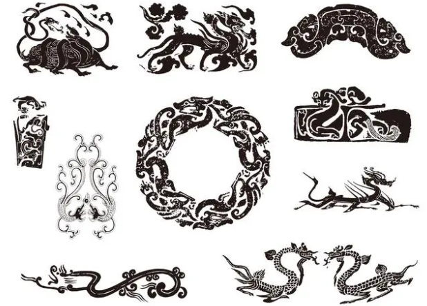 中堂镇龙纹和凤纹的中式图案